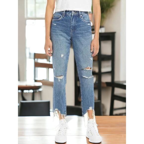 NWT - Blank NYC Madison Crop Shark Bite Hem Ankle Jeans Good Vibrations Size: 27 - Picture 1 of 6